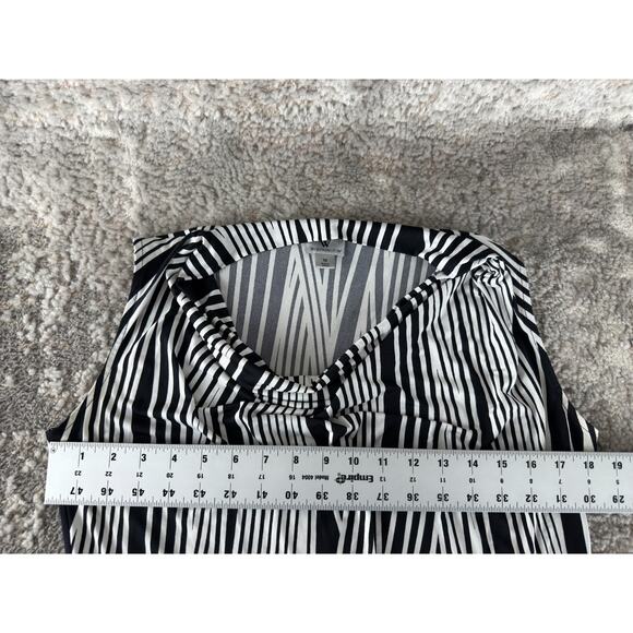 Worthington Sz M Striped Scoop Neck Top White Black Sleeveless Pullover Stretch - Picture 3 of 6